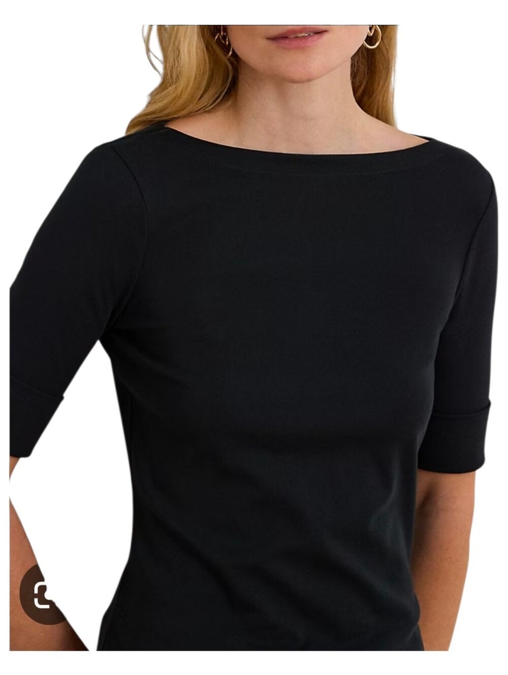 Ann Taylor 3/4 Sleeve Ponte Knit Size XL Black Boatneck Blouse Professional EUC